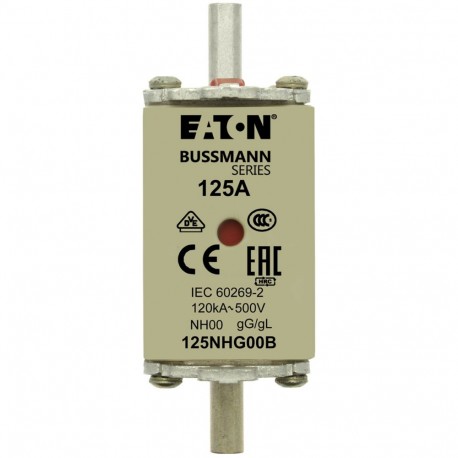 EATON - MOELLER NH FUSE 125A 500V GG/GL SIZE 00 NH FUSE 125A 500V GG/GL SIZE 00 125NHG00B EATON ELECTRIC cartridge fuse, BT, 125 a, AC 500 V, NH00, gL/gG, I..