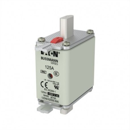 EATON - MOELLER NH FUSE 125AMP 690V gG SIZE 00 NH FUSE 125AMP 690V gG SIZE 00 125NHG00B-690 EATON ELECTRIC Fuse-link, LV, 100 A, AC 690 V, NH00, gL/gG, IEC..