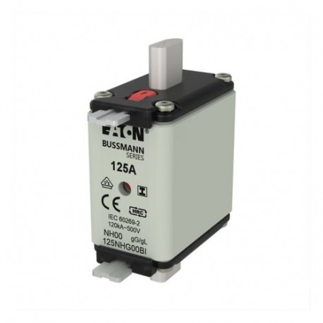 EATON - MOELLER NH FUSE 125A 500V GL/GG SIZE 00 NH FUSE 125A 500V GL/GG SIZE 00 125NHG00BI EATON ELECTRIC Fuse-link, LV, 125 A, AC 500 V, NH00, gL/gG, IEC, ..