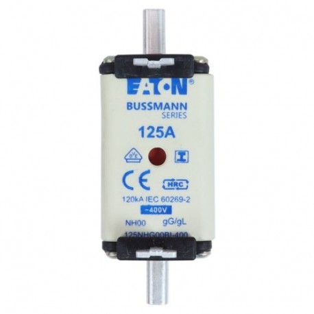 EATON - MOELLER NH FUSE 125A 400V GG/GL SIZE 00 NH FUSE 125A 400V GG/GL SIZE 00 125NHG00BI-400 EATON ELECTRIC fuse link, LV 125 A, AC 400 V, NH00, gL/gG, IE..