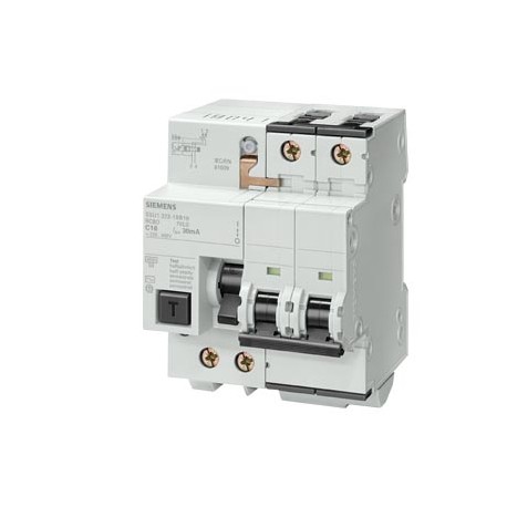 Siemens 5SU1323-1BB25 RCBO, 4.5 kA, 2P, Type AC, 30 mA, C-Char, In: 25 A, Un AC: 400 V, residential line
