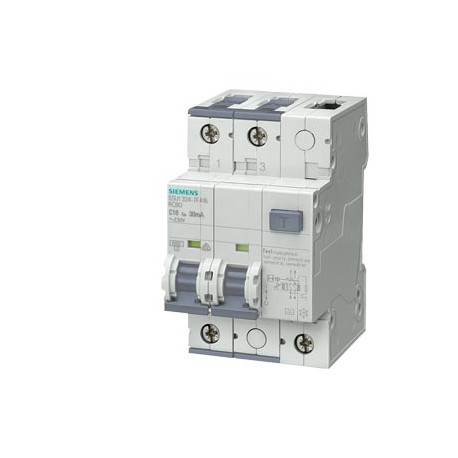 Siemens 5SU1324-7FA25 RCBO, 10 kA, 2P, type A, 30 mA, C-Char, In: 25 A, Un AC: 230 V