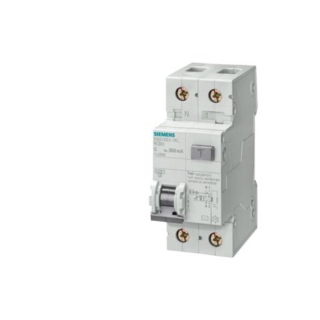 Siemens 5SU1353-1KK16 RCBO, 4.5 kA, 1P+N, Type AC, 30 mA, C-Char, In: 16 A, Un AC: 230 V