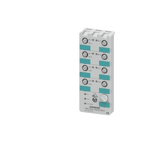 Siemens 3SU1400-1EK10-6AA0 AS-Interface module, 4 inputs and 4 outputs, black, Spring-type terminal (push-in..