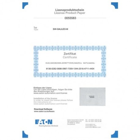 Eaton-moeller SW-GALILEO Y7-140379 EATON ELECTRIC Visualization software, GALILEO for all XV/XP switchgear, multi-u..