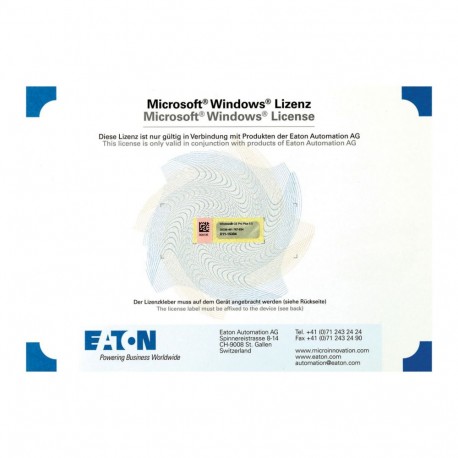 Eaton-moeller LIC-OS-CE50-C EATON ELECTRIC License Windows CE 5.0 for XV200, XVH300, XV(S)400