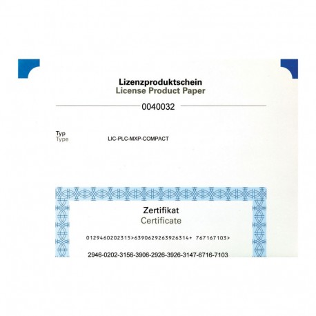 Eaton-moeller LIC-PLC-MXP-COMPACT Y7-142581 EATON ELECTRIC License product certificate PLC COMPACT for XV-1…-B… and..