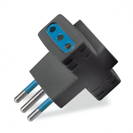 SCAME 144.455 144.455 SCAME 3 WAY ADAPTOR 2P+E 10A AZZURRA SERIES