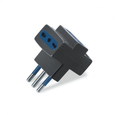 SCAME 146.550/3-N 146.550/3-N SCAME 3-WAY ADAPTOR DUAL USE 2P+E 16A BLUELINE