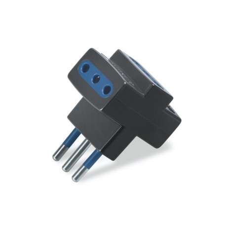 Scame 146.555/3 3-WAY ADAPTOR 2P+E 10A "BLUELINE" WHITE