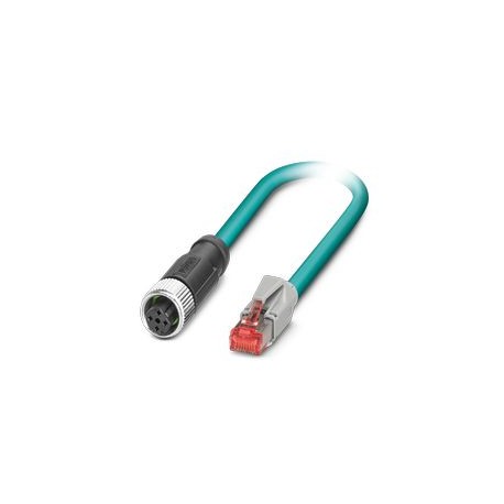 Phoenix contact NBC-M12FS/15,0-94B/R4AC Network cable, CAT5 Ethernet, 8-pole, shielded, RJ45/IP20 st..