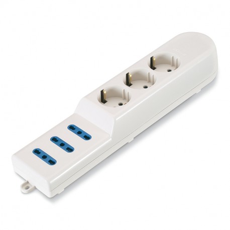 Scame 160.231 3-OUTLET SOC. DUAL USE + LUMINOUS SWITCH