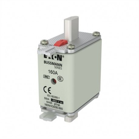 EATON - MOELLER 160NHG00B-660 160NHG00B-660 EATON ELECTRIC Fuse-link, LV, 160 A, AC 660 V, NH00, gL/gG, IEC, dual indicator, live gripping..