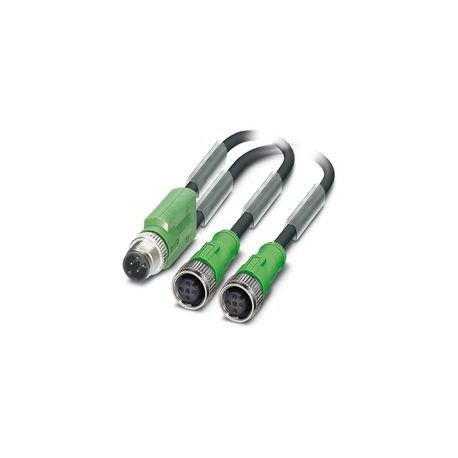 Phoenix contact SAC-3P-M12Y/2X0,45-PUR/M12FS Sensor/actuator cable, 3-pole, halogen-free PUR, greyis..