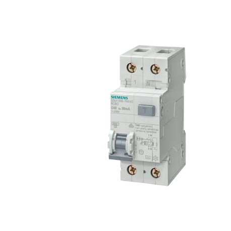 Siemens 5SU1656-0KK40 RCBO, 6 kA, 1P+N, Type AC, 300 mA, B char., In: 40 A, Un AC: 230 V