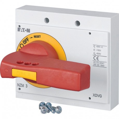 Eaton-moeller NZM3-XDVGR Y7-165717 EATON ELECTRIC Rotary handle, red/yellow, lockable on handle, size 3, IEC