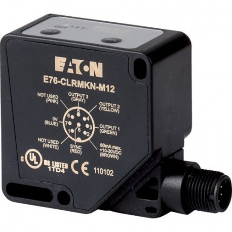 Eaton-moeller E76-CLRMKRS-M12 EATON ELECTRIC Detector Photoelectric color HxWxD 50x25x50mm Sn 5-45mm 10 30 V DC NPN..