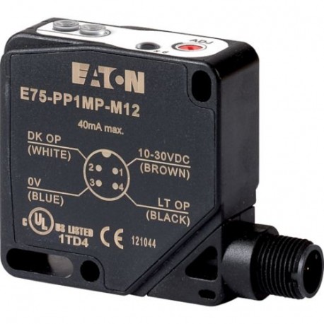 Eaton-moeller E75-PP1MP-M12 EATON ELECTRIC Detector Photoelectric HxWxD 50x18x50mm Sn 6-120cm 10 30 V DC PNP Connec..