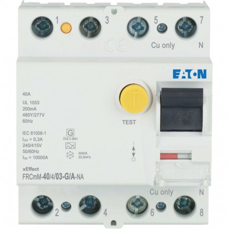 Eaton-moeller FRCMM-40/4/03-G/A-NA Y7-167111 EATON ELECTRIC Residual current circuit breaker (RCCB), 40A, 4p, 300mA..