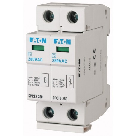 EATON - MOELLER SPCT2-175/2 SPCT2-175/2 167589 EATON ELECTRIC Plug-in surge arresters, 2p, 175VAC, 2x20kA