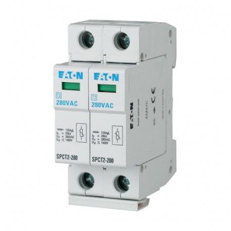 Eaton-moeller SPCT2-580/2 EATON ELECTRIC Plug-in surge arresters, 2p, 580VAC, 2x20kA