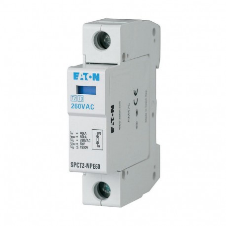 EATON - MOELLER SPCT2-NPE60/1 SPCT2-NPE60/1 167618 Y7-167618 EATON ELECTRIC Plug-in surge arresters, 1pole, 260VAC, 30 kA