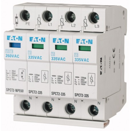 Eaton-moeller SPCT2-580-3+NPE EATON ELECTRIC Plug-in surge arresters, 3pole+N, 580VAC, 20 kA