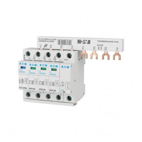 EATON - MOELLER SPCT2-385-3+NPE/BB SPCT2-385-3+NPE/BB 167631 Y7-167631 EATON ELECTRIC Plug-in surge arresters, 3-phase+N/BB, 385VAC, 20 kA