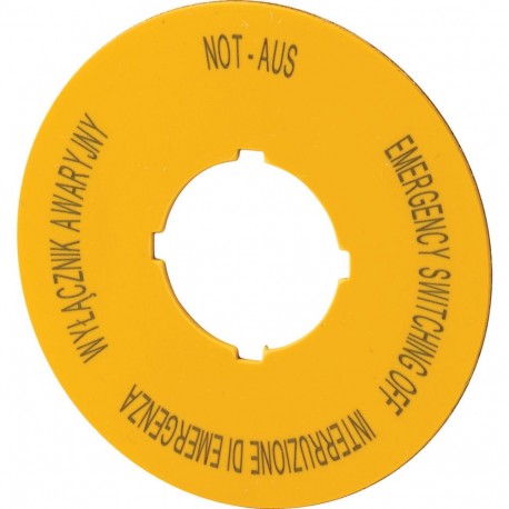 Eaton-moeller M22-XBK5 Y7-167639 EATON ELECTRIC Label, emergency switching off, D 60mm, yellow, PL, EN, DE, IT