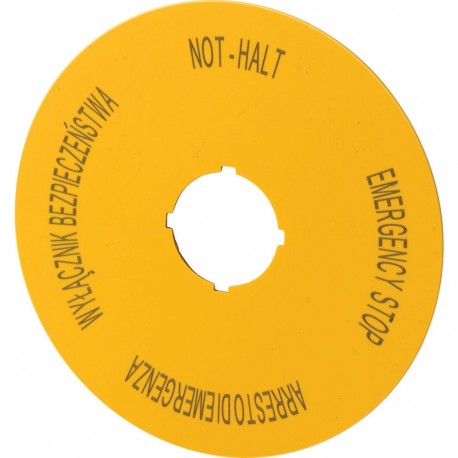 Eaton-moeller M22-XAK15 Y7-167640 EATON ELECTRIC Label, emergency stop, D 90mm, yellow, PL, EN, DE, IT