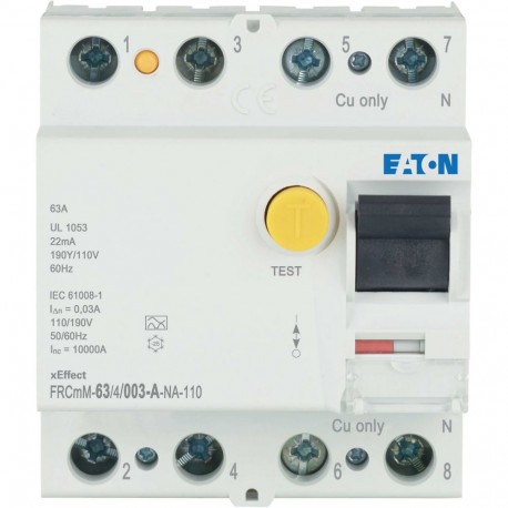 Eaton-moeller FRCMM-63/4/003-A-NA-110 Y7-167701 EATON ELECTRIC Residual current circuit breaker (RCCB), 63A, 4p, 30..