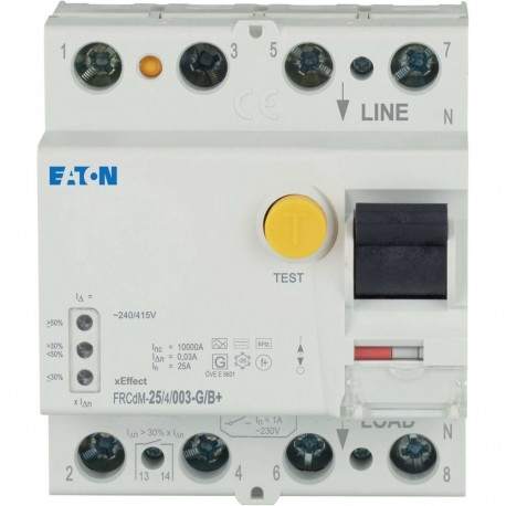 Eaton-moeller FRCDM-25/4/003-G/B+ Y7-167880 EATON ELECTRIC Digital residual current circuit-breaker, 25A, 4p, 30mA,..