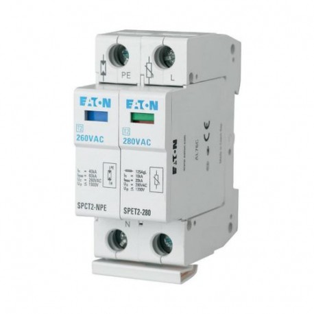 EATON - MOELLER SPET2-280/1+NPE SPET2-280/1+NPE 168699 Y7-168699 EATON ELECTRIC Surge arresters complete, 1pole+N, 280VAC, 4, 5 kA