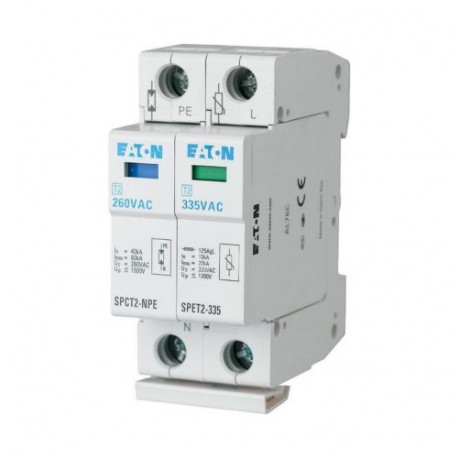 EATON - MOELLER SPET2-335/1+NPE SPET2-335/1+NPE 168701 Y7-168701 EATON ELECTRIC Surge arresters complete, 1pole+N, 335VAC, 4, 5 kA