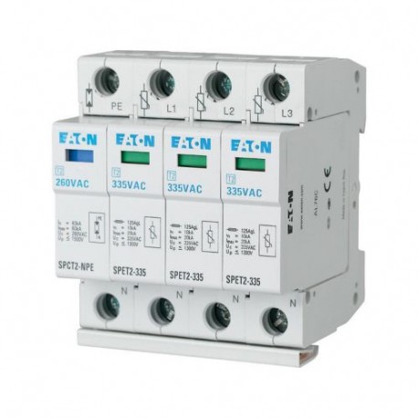 EATON - MOELLER SPET2-335/3+NPE SPET2-335/3+NPE 168702 Y7-168702 EATON ELECTRIC Surge arresters complete, 3pole+N, 335VAC, 4, 5 kA