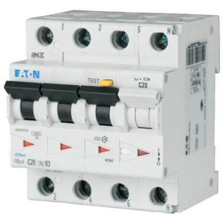 Eaton-moeller FRBM4-C25/3N/03 Y7-170952 EATON ELECTRIC RCD/MCB combination switch, 25A, 300mA, miniature circuit-br..
