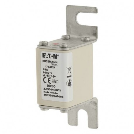 Eaton-moeller FUSE 63A 660V 00/80 AR EATON ELECTRIC Fuse-link, high speed, 63 A, AC 660 V, size 00, 30 x 51 x 98 ..
