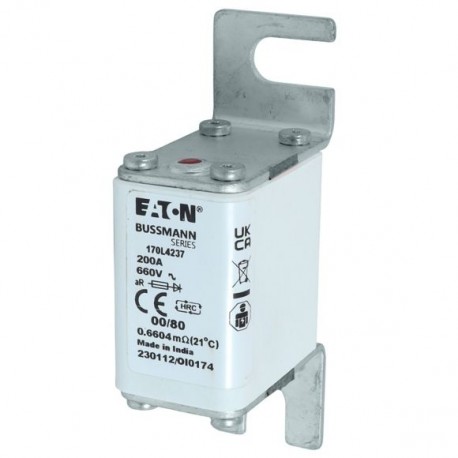 Eaton-moeller FUSE 200A 660V 00/80 AR EATON ELECTRIC Fuse-link, high speed, 200 A, AC 660 V, size 00, 30 x 51 x 9..