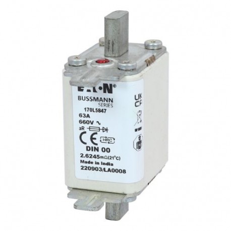 Eaton-moeller FUSE 63A 660V DIN 00 AR EATON ELECTRIC Fuse-link, high speed, 63 A, AC 660 V, DIN 00, 30 x 60 x 78 ..