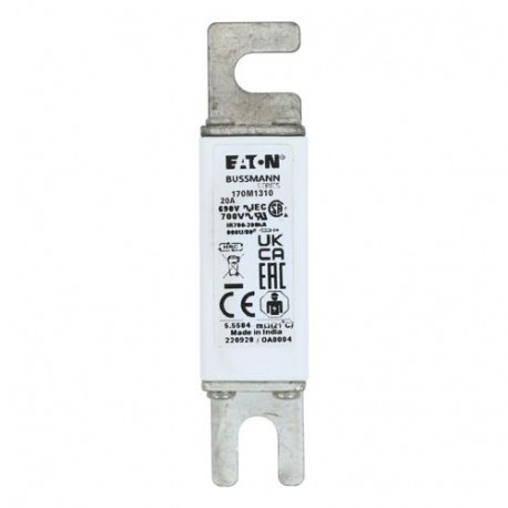 Eaton-moeller FUSE 20A 690V 000U/80 GR UC EATON ELECTRIC Fuse-link, high speed, 20 A, AC 690 V, DIN 000, 21 x 40 ..
