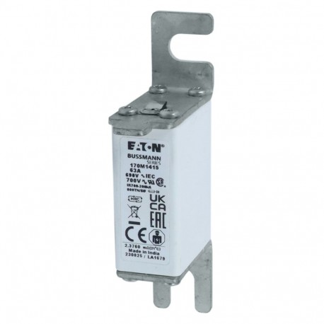 Eaton-moeller FUSE 63A 690V 000TN/80 GR UC EATON ELECTRIC Fuse-link, high speed, 63 A, AC 690 V, DIN 000, gR, DIN..