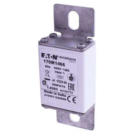 Eaton-moeller FUSE 80A 690V 000FU/70 AR UR EATON ELECTRIC Fuse-link, high speed, 80 A, AC 690 V, size 000, 24 x 3..