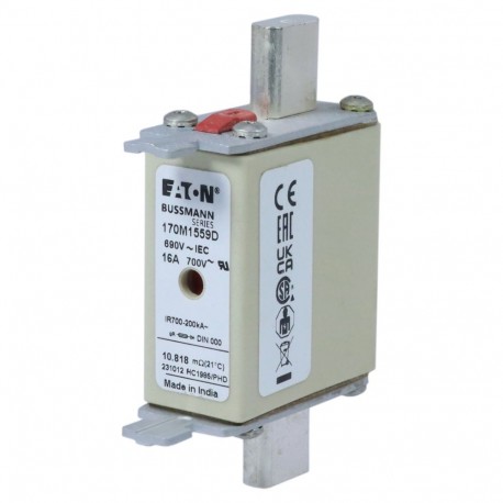 Eaton-moeller FUSE 16A 690V gR DIN 000 HSDNH EATON ELECTRIC Fuse-link, high speed, 16 A, AC 690 V, DIN 000, 21 x..