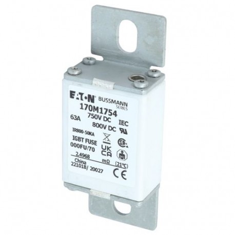 Eaton-moeller FUSE 63A 750V DC 000FU/70 AR CU EATON ELECTRIC FUSE 63A 750V DC 000FU/70 AR CU