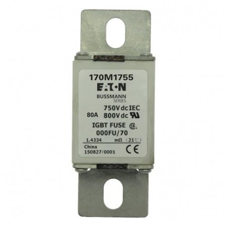 Eaton-moeller FUSE 80A 750V DC IEC aR 000FU/70 EATON ELECTRIC Fuse-link, high speed, 800 A, AC 2000 V, size 3, 99..