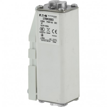 Eaton-moeller FUSE 100A 750VDC 1C/A124 PC GR EATON ELECTRIC Fuse-link, high speed, 100 A, DC 750 V, compact size ..