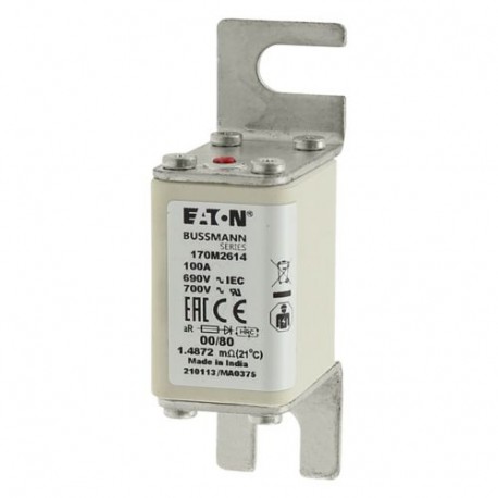 Eaton-moeller FUSE 100A 690V 00/80 AR UR EATON ELECTRIC Fuse-link, high speed, 100 A, AC 690 V, DIN 00, 30 x 51 x..