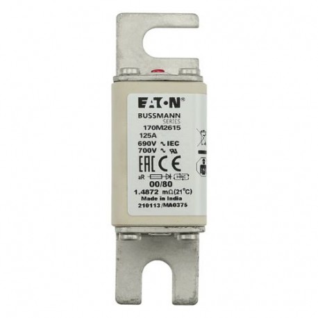 Eaton-moeller FUSE 125A 690V 00/80 AR UR EATON ELECTRIC Fuse-link, high speed, 125 A, AC 690 V, DIN 00, 30 x 51 x..
