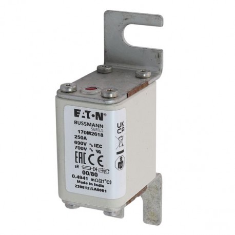 Eaton-moeller FUSE 250A 690V 00/80 AR UR EATON ELECTRIC Fuse-link, high speed, 250 A, AC 690 V, DIN 00, 30 x 51 x..