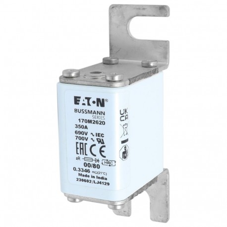 Eaton-moeller FUSE 350A 690V 00/80 AR UR EATON ELECTRIC Fuse-link, high speed, 350 A, AC 690 V, DIN 00, 30 x 51 x..